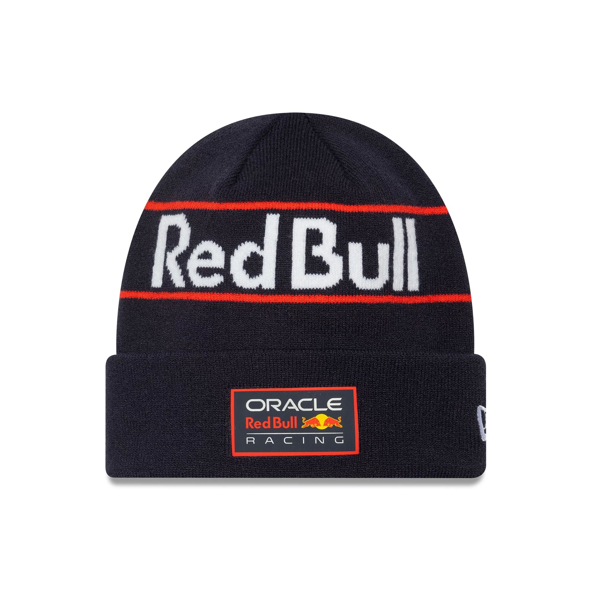 This is a Red Bull Racing Team Wordmark Dark Blue Cuff Knit Beanie Hat 1