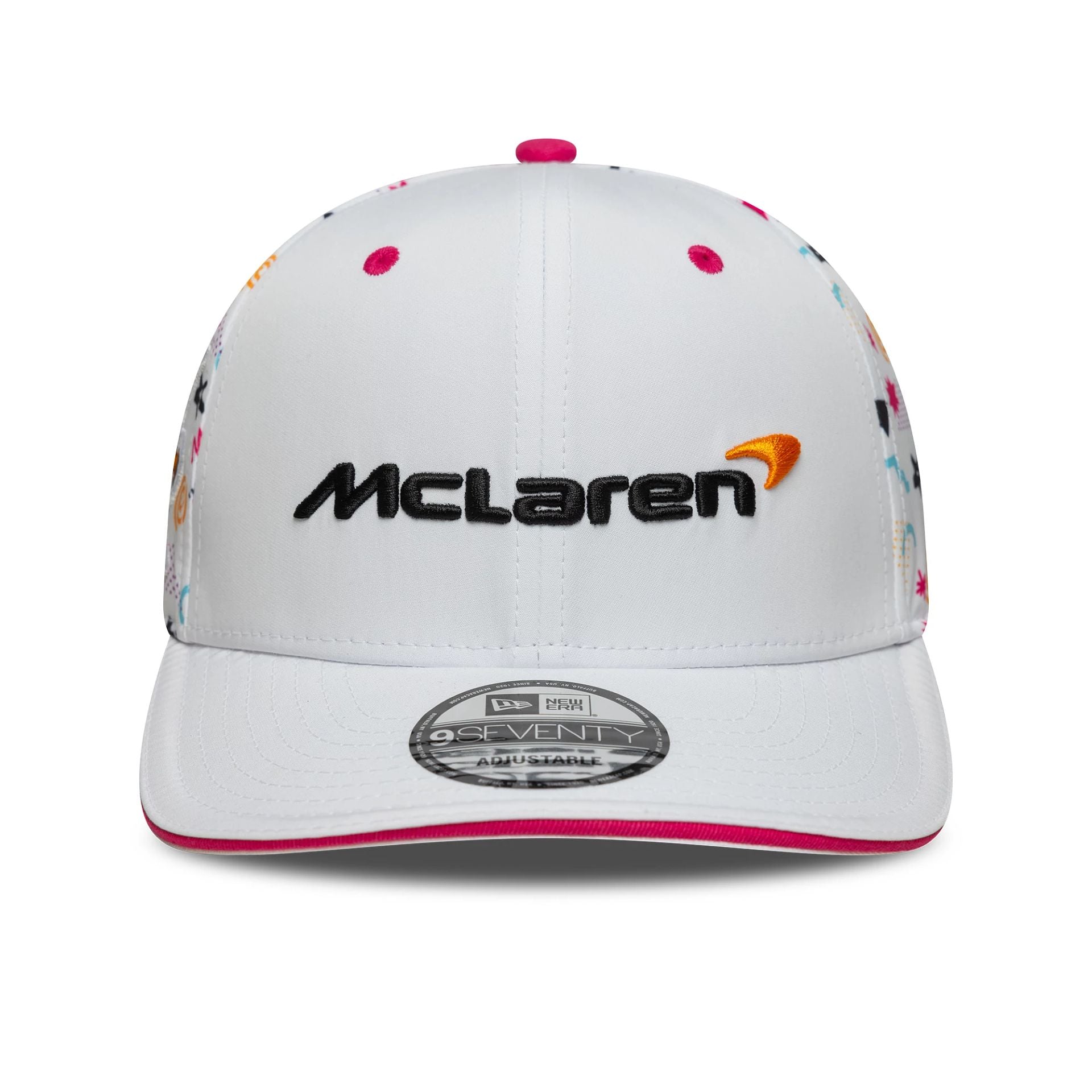 This is a McLaren Racing Miami Race Special White 9SEVENTY Stretch Snap Adjustable Cap 2