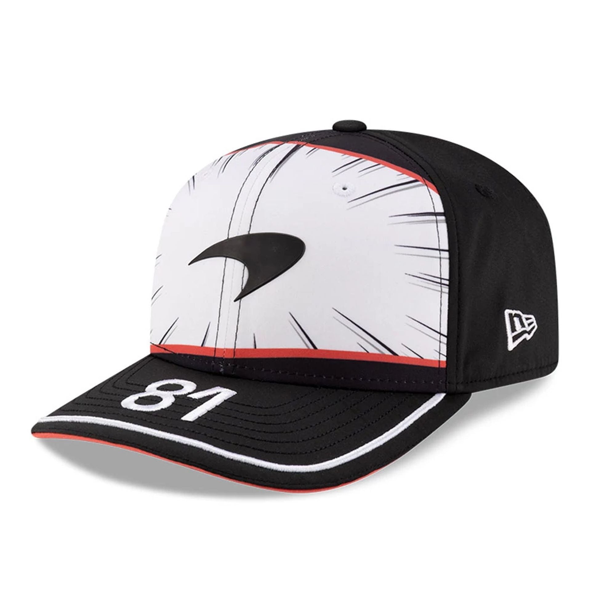 This is a McLaren Racing Oscar Piastri Japan Race Special Black 9SEVENTY Stretch Snap Adjustable Cap 1