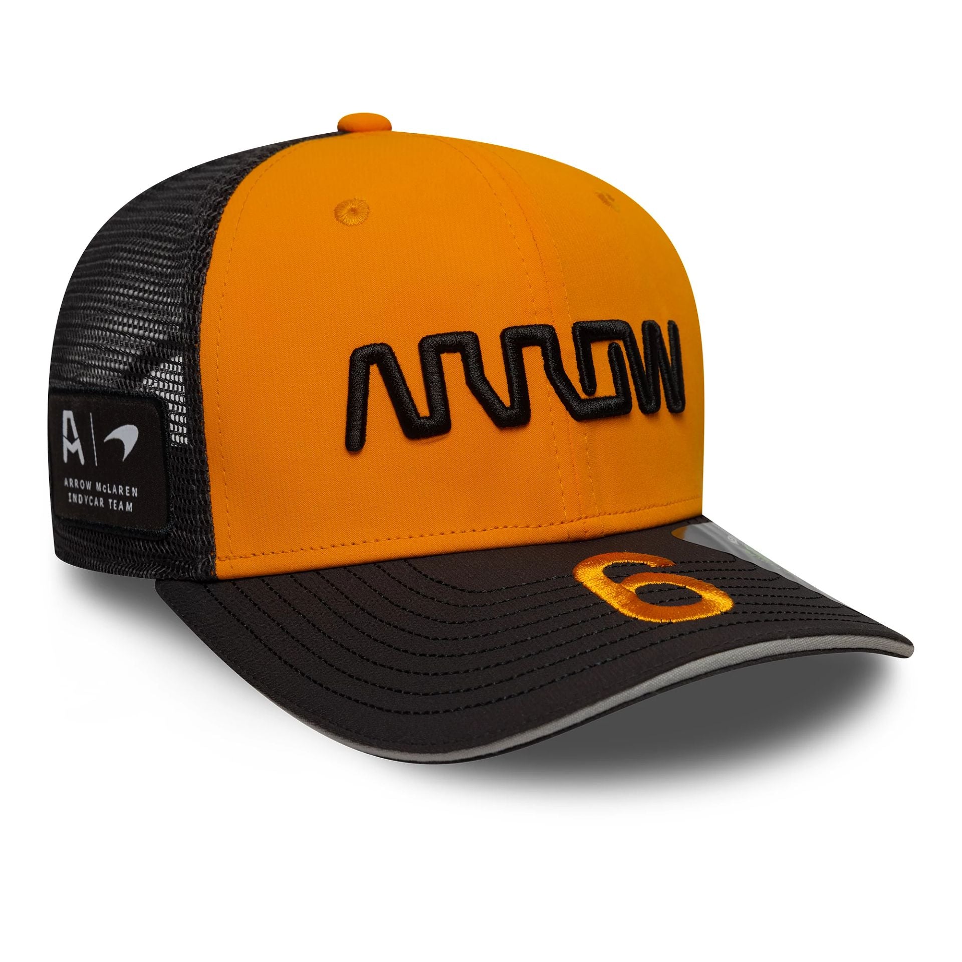 This is a Arrow McLaren Racing Replica David Malukas Orange 9SEVENTY Stretch Snap Adjustable Cap 1