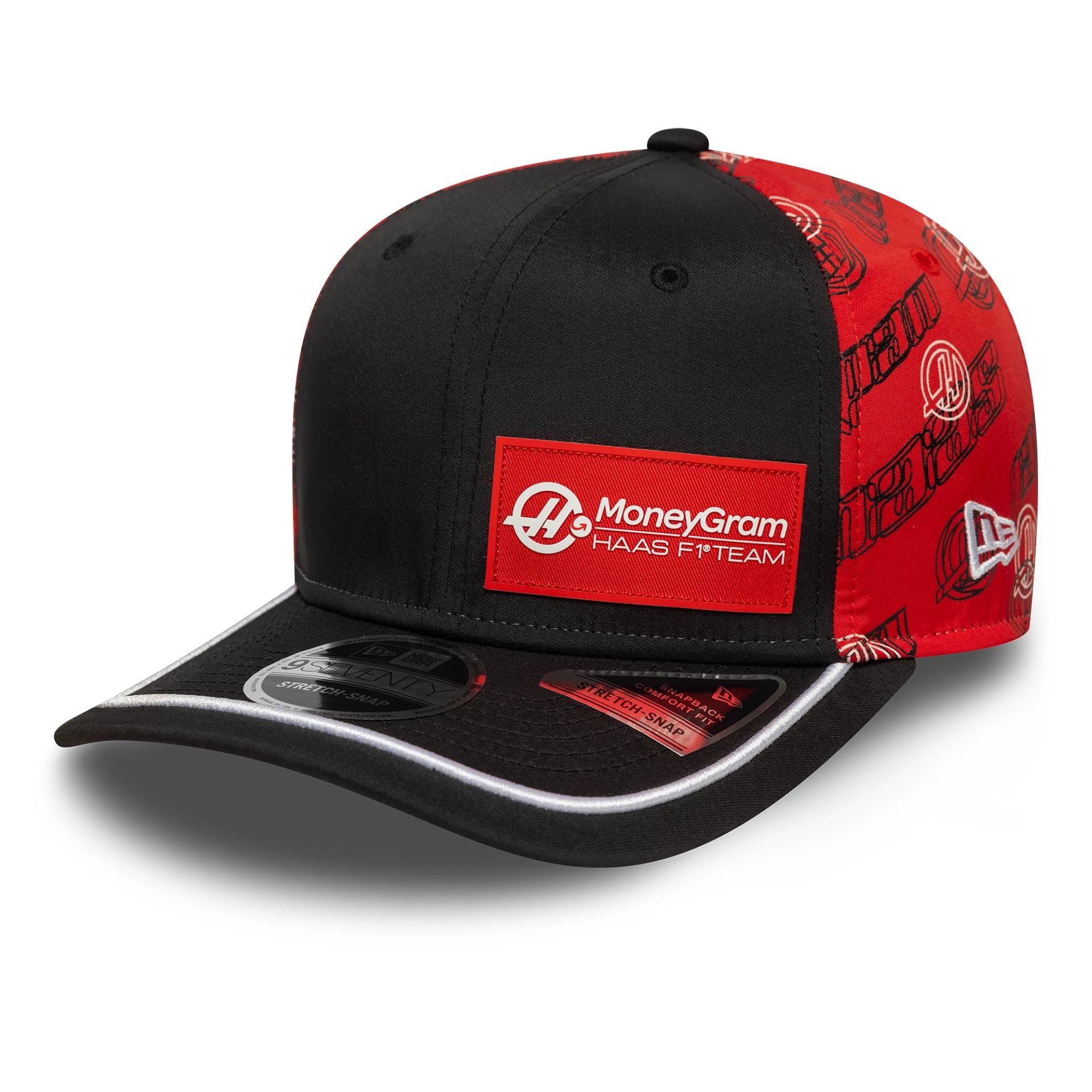 This is a MoneyGram Haas F1 Japan Race Special Black 9SEVENTY Stretch Snap Adjustable Cap 1