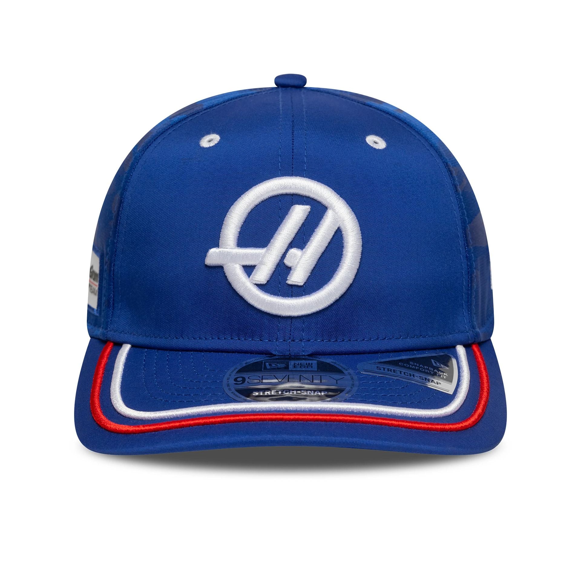 This is a MoneyGram Haas F1 Silverstone Race Special Blue 9SEVENTY Stretch Snap Adjustable Cap 2