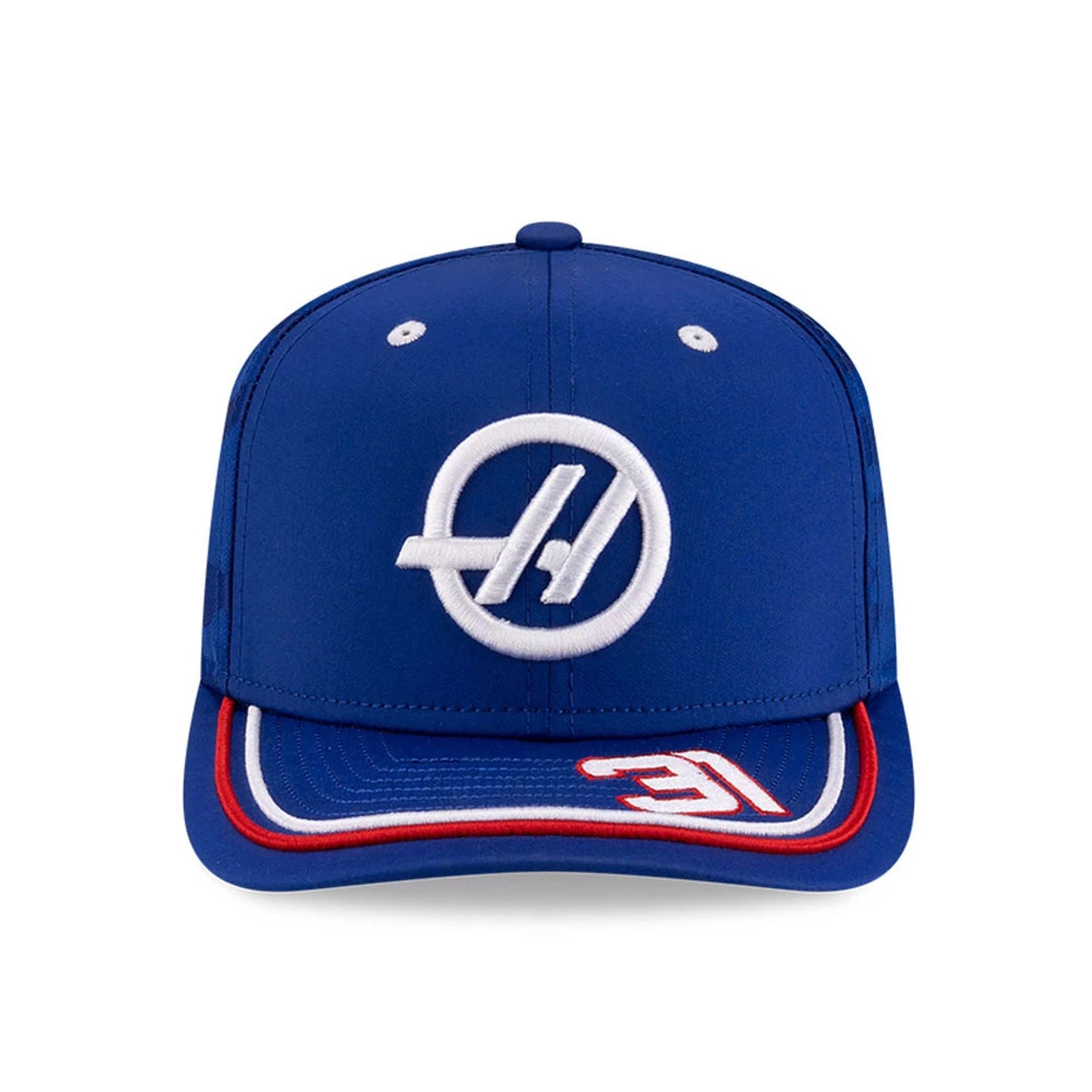 This is a MoneyGram Haas F1 Esteban Ocon Silverstone Race Special Blue 9SEVENTY Stretch Snap Adjustable Cap 2