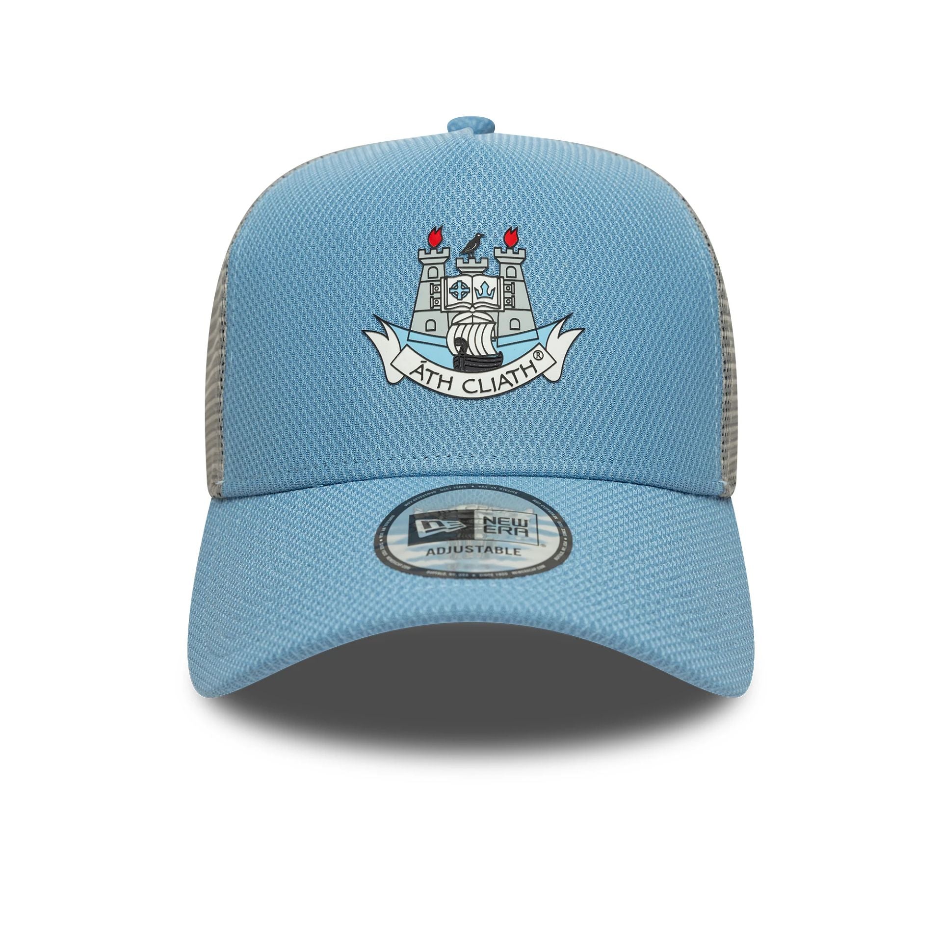 This is a Dublin GAA Pastel Blue 9FORTY A-Frame Trucker Adjustable Cap 2