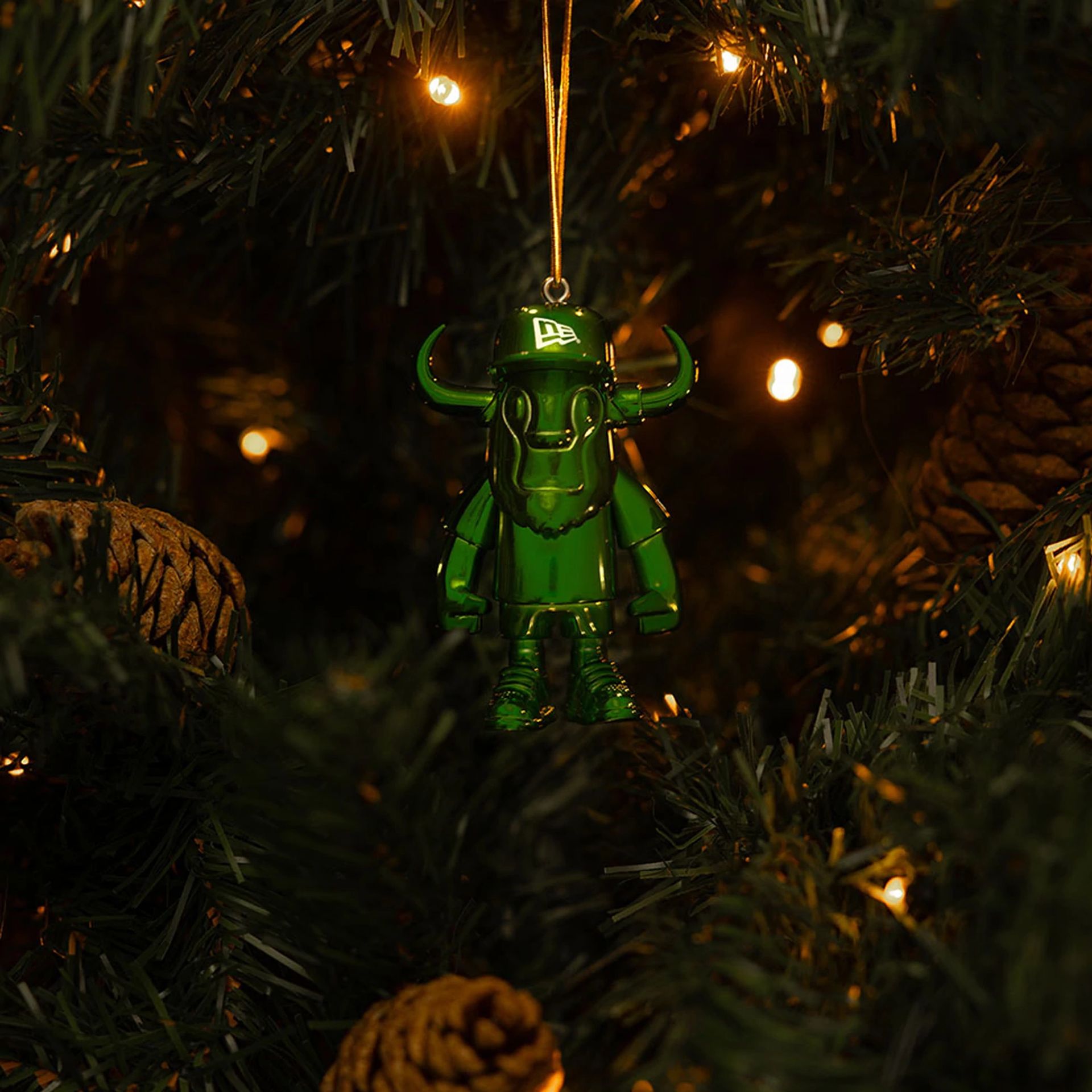 This is a Festive Ffalo Ornament Green Mini Buffalo Figure 2