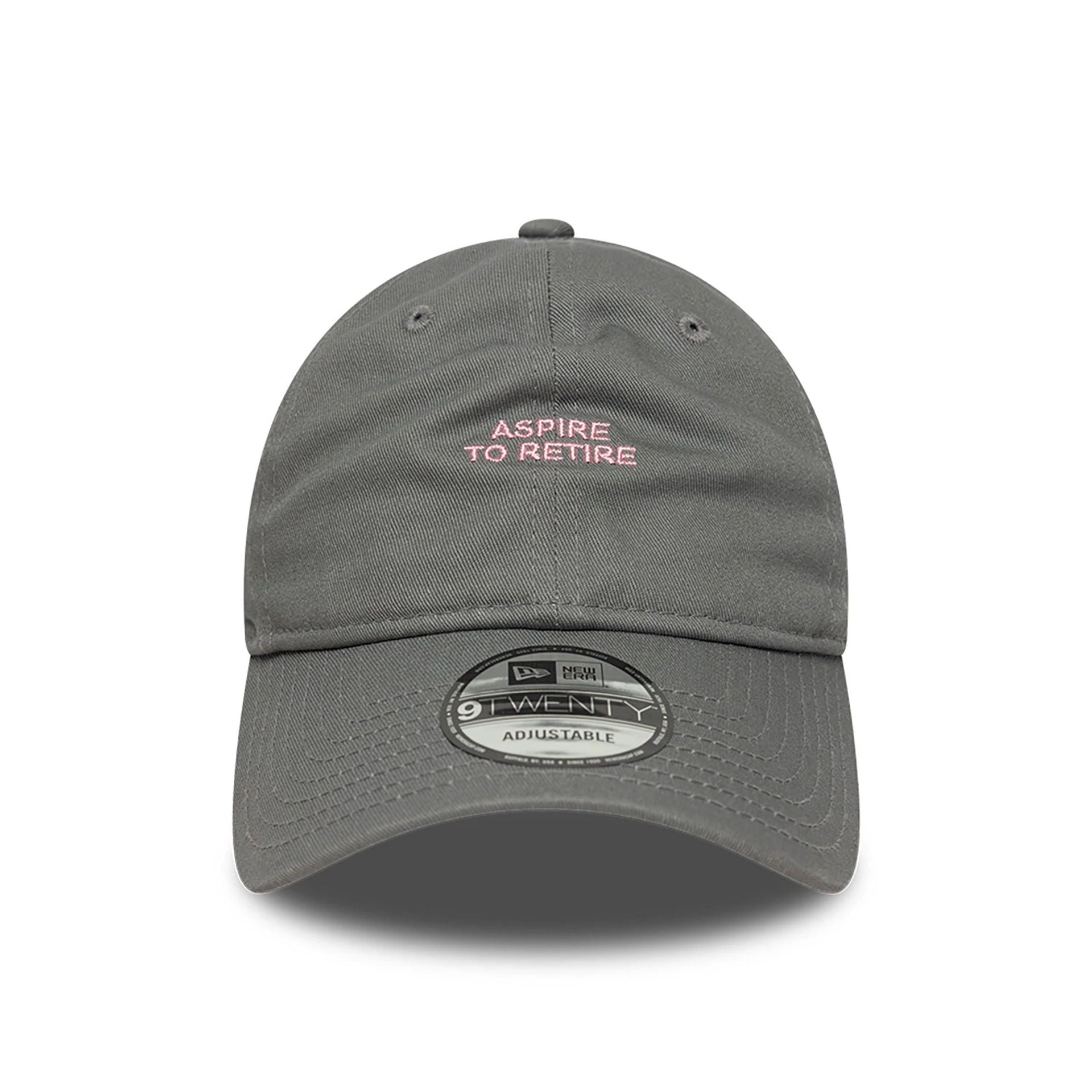 This is a New Era Aspire To Retire Slogan Grey 9TWENTY Adjustable Cap 2