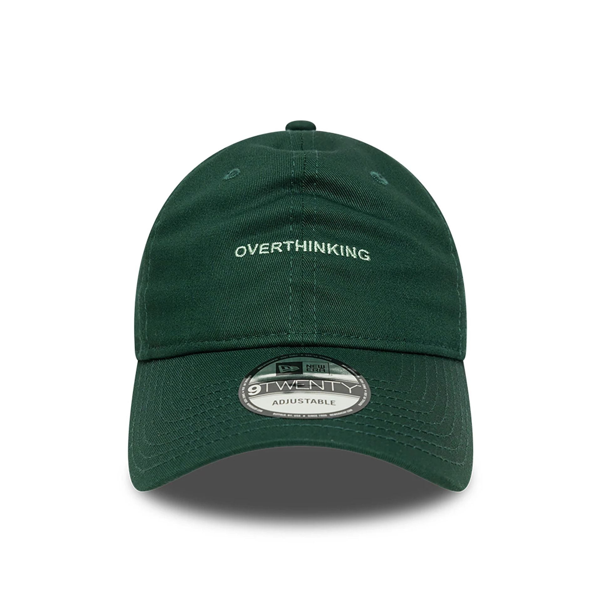 This is a New Era Overthinking Slogan Dark Green 9TWENTY Adjustable Cap 2