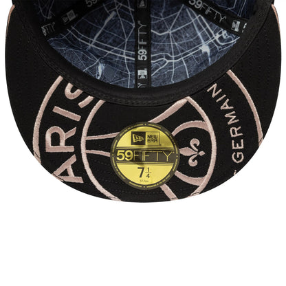 This is a Paris Saint-Germain All Over Print Black 59FIFTY Fitted Cap 2