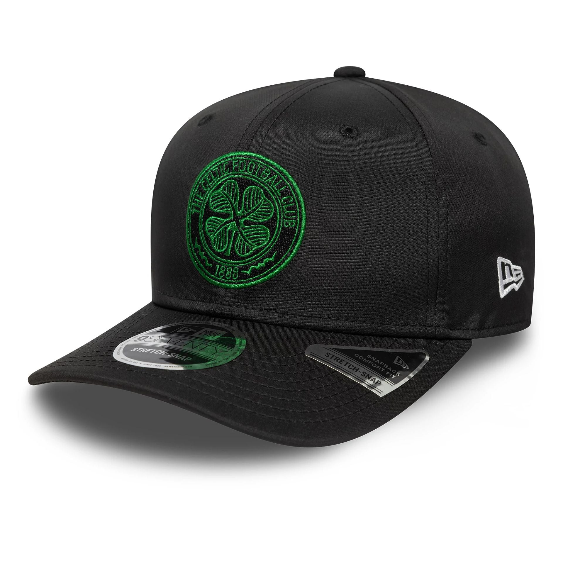 This is a Celtic FC Core Black 9SEVENTY Stretch Snap Adjustable Cap 1