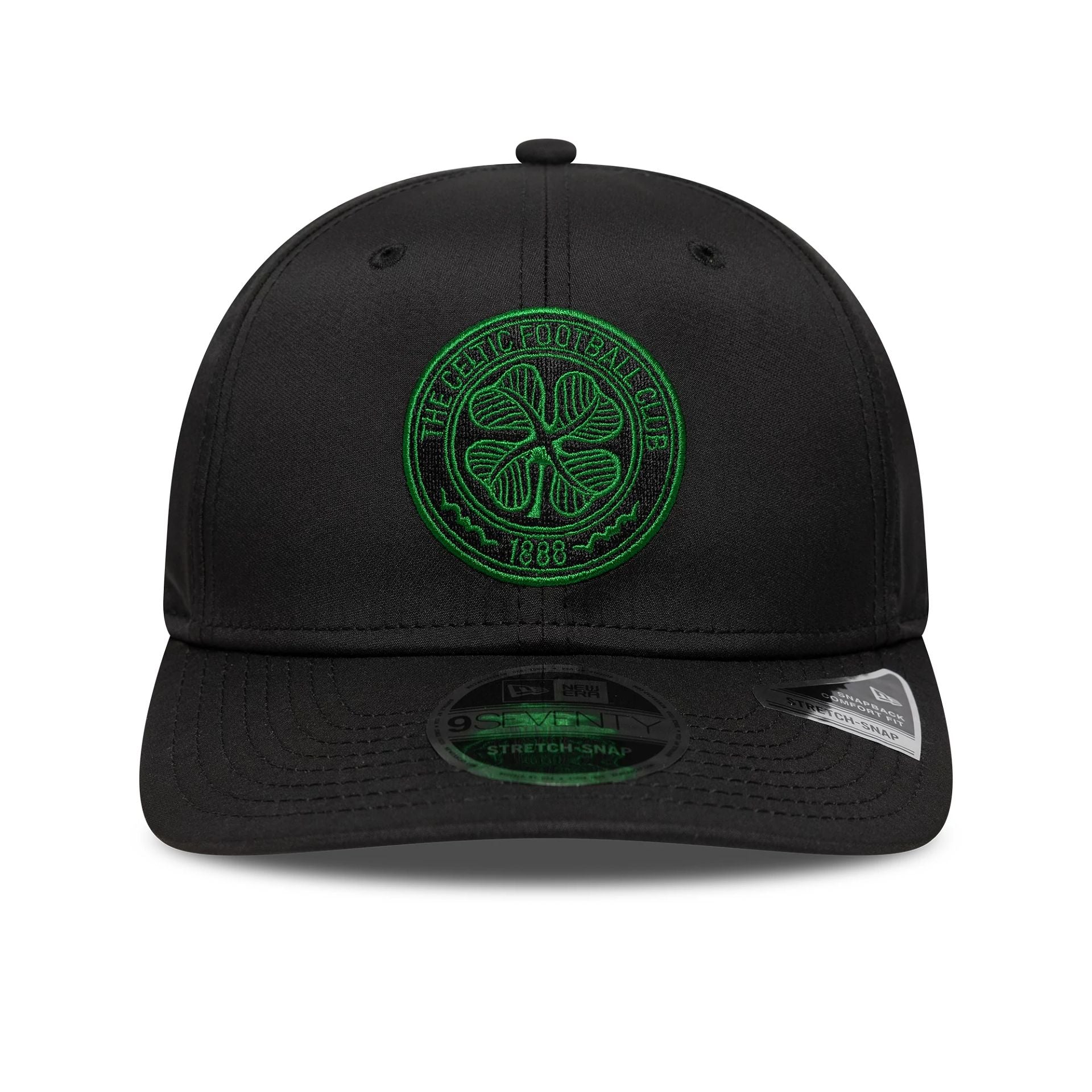 This is a Celtic FC Core Black 9SEVENTY Stretch Snap Adjustable Cap 2