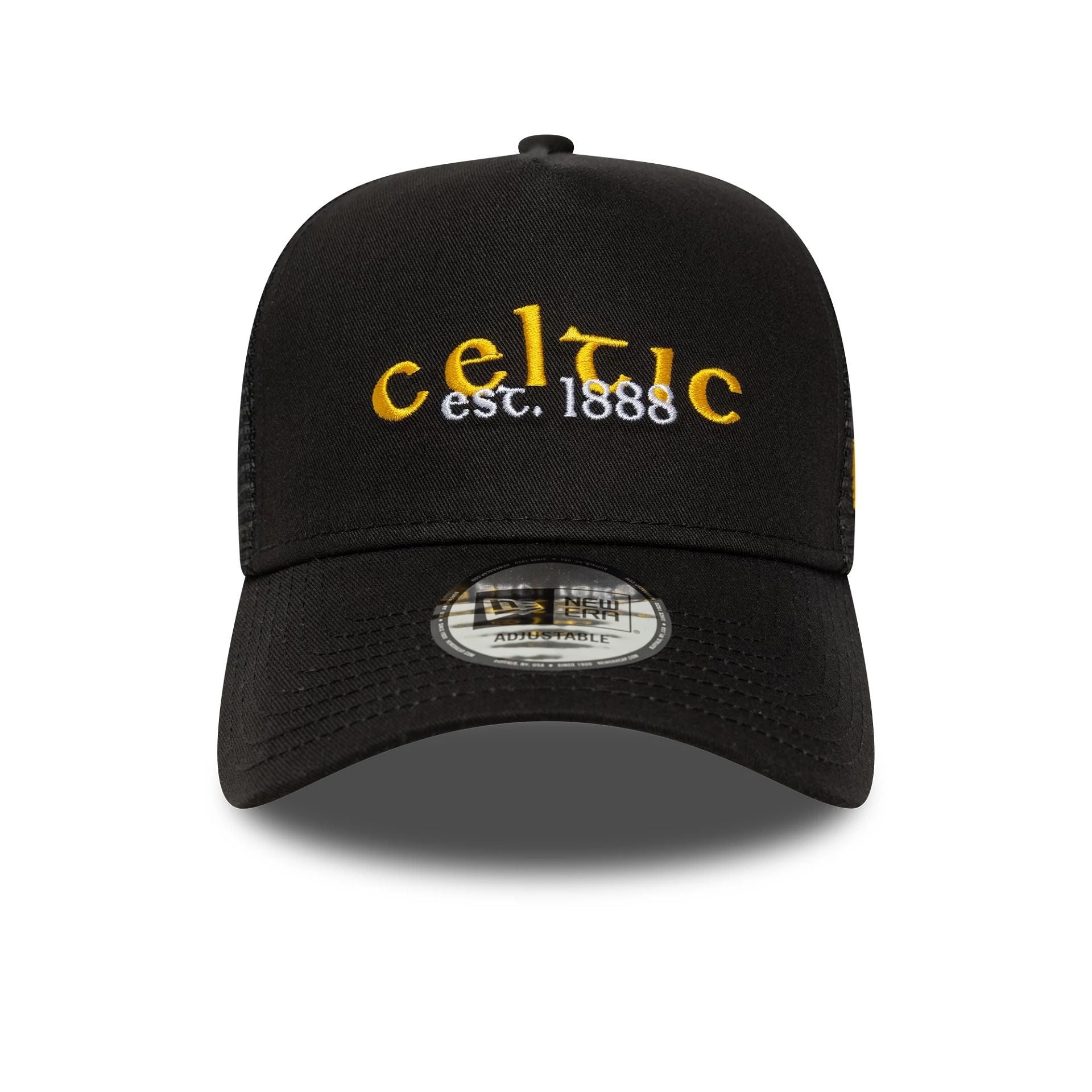 This is a Celtic FC Core Wordmark Black 9FORTY E-Frame Trucker Adjustable Cap 2