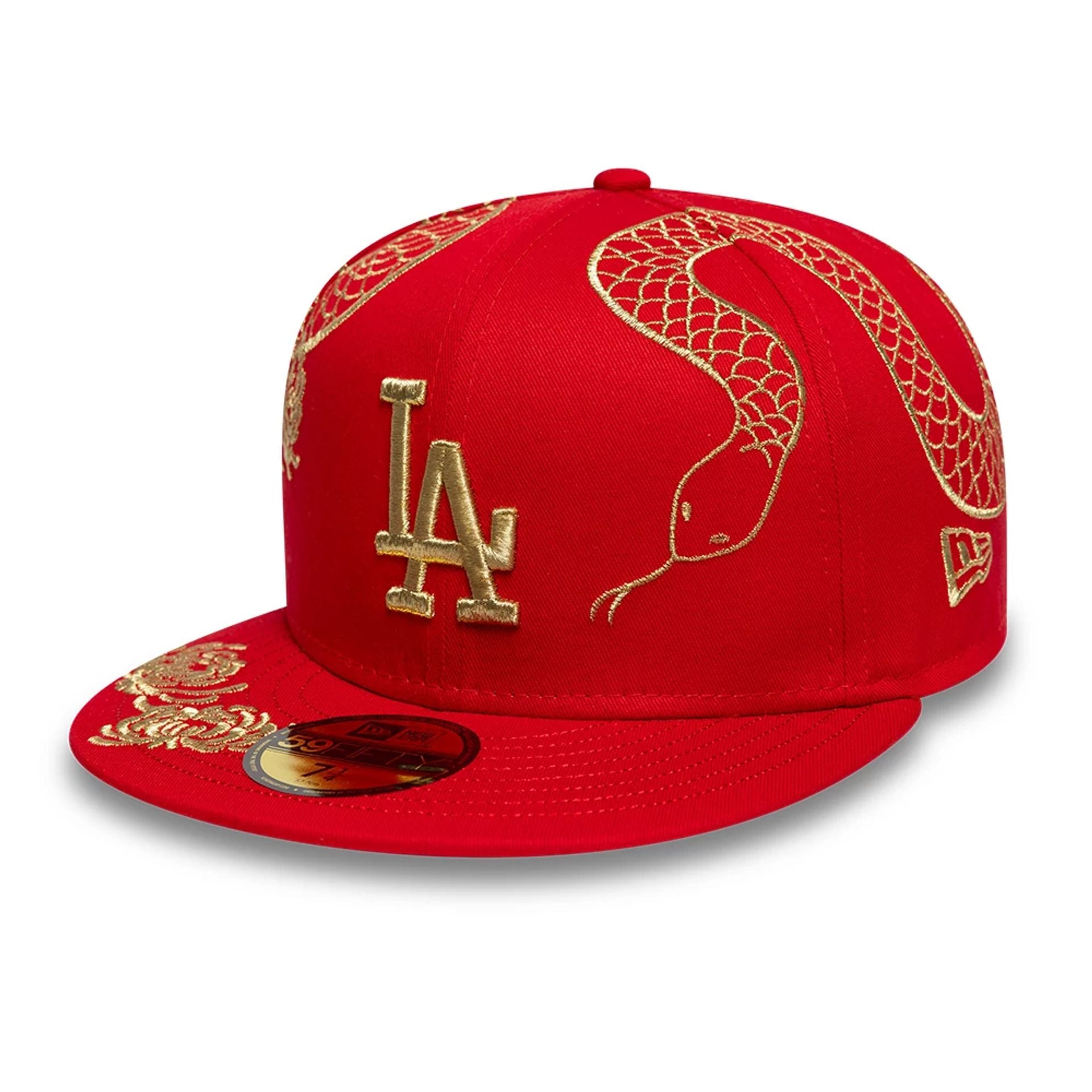 This is a LA Dodgers MLB Year Of The Snake Red 59FIFTY Fitted Cap 1