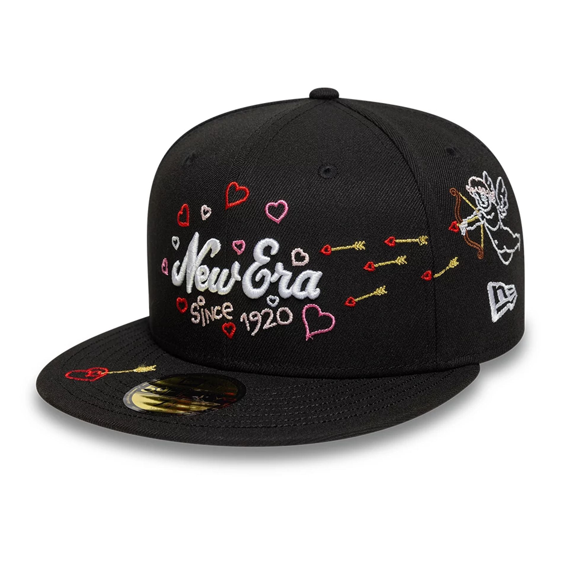 This is a New Era Valentine's Day Scribble Black 59FIFTY Fitted Cap 1