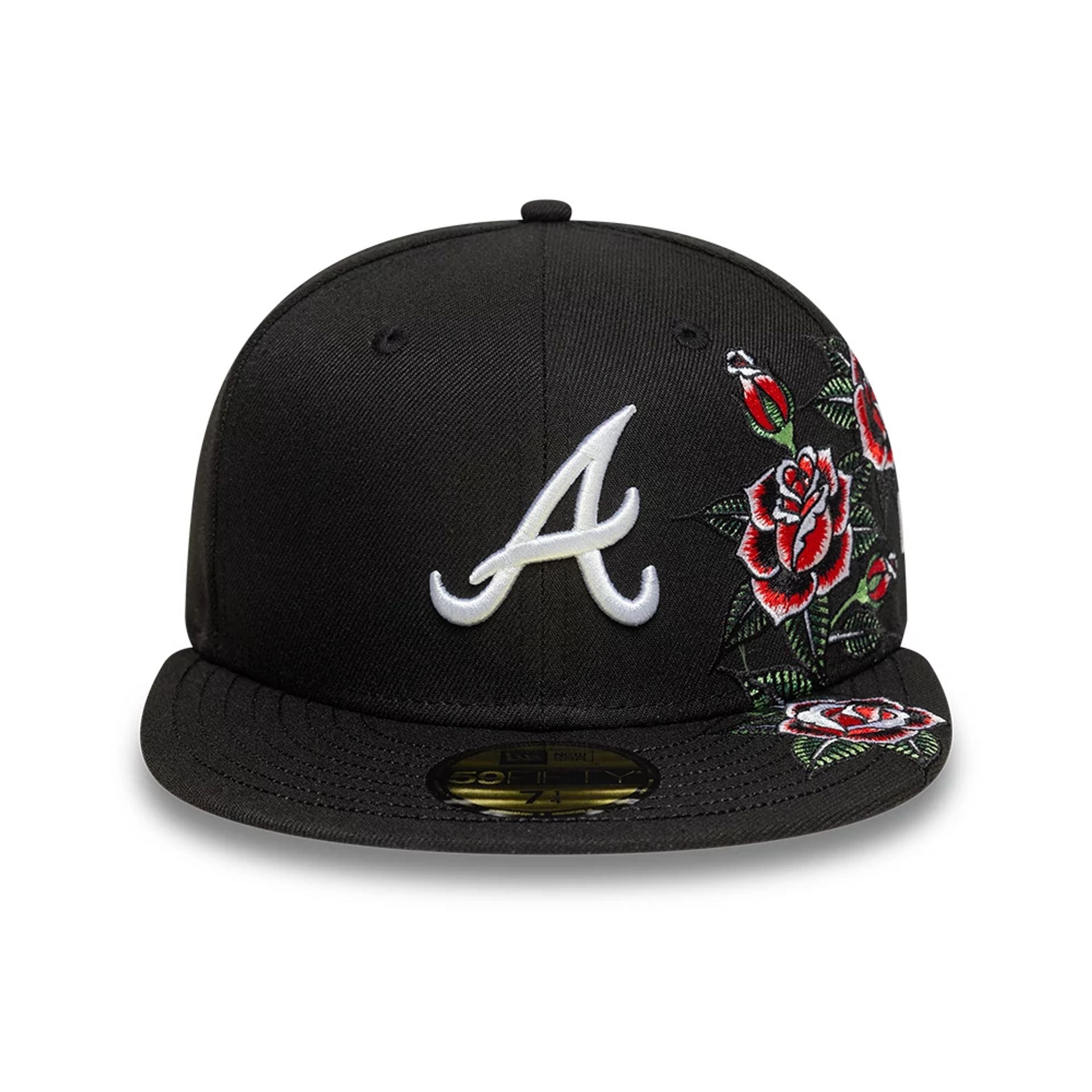 This is a Atlanta Braves MLB Floral Black 59FIFTY Fitted Cap 2