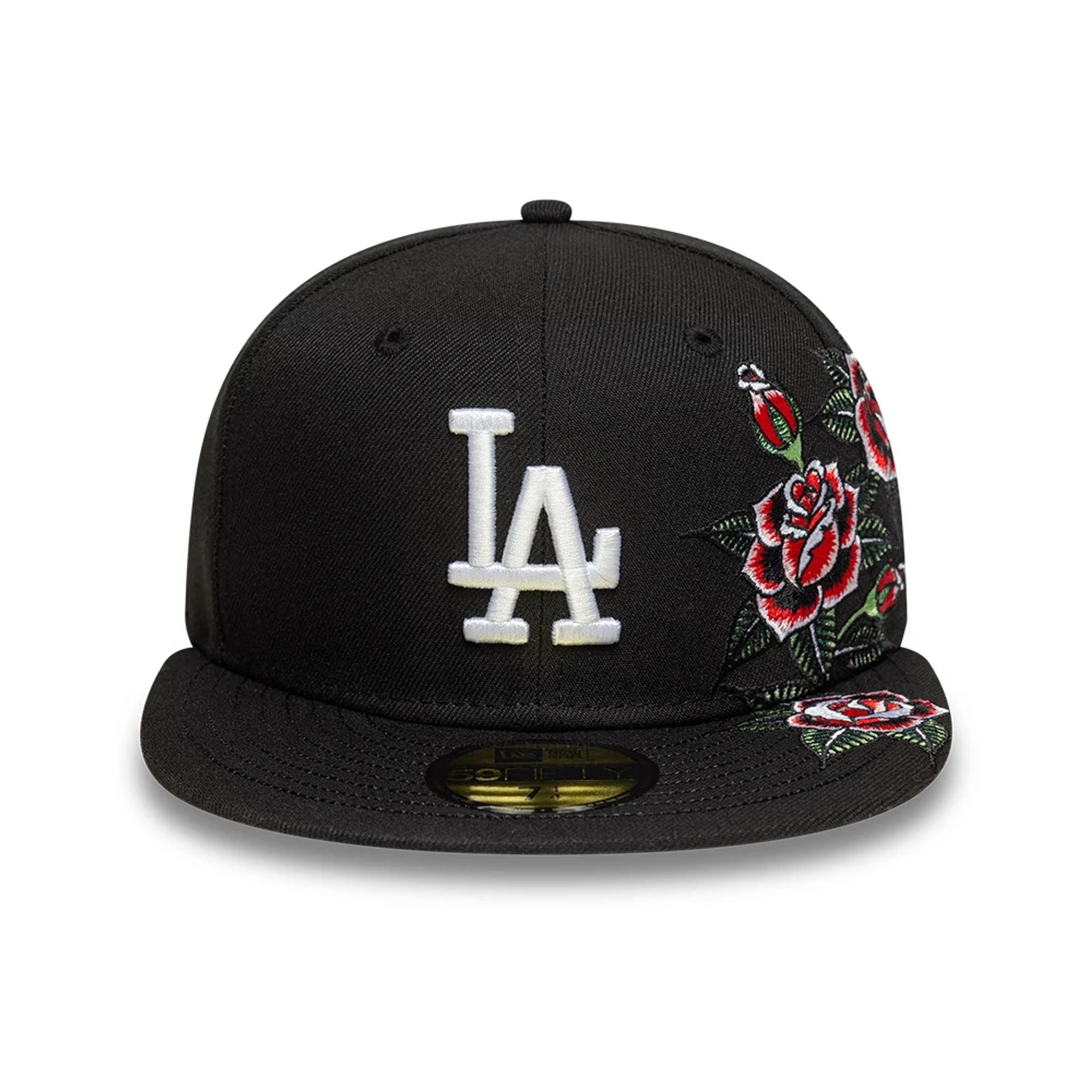 This is a LA Dodgers MLB Floral Black 59FIFTY Fitted Cap 2