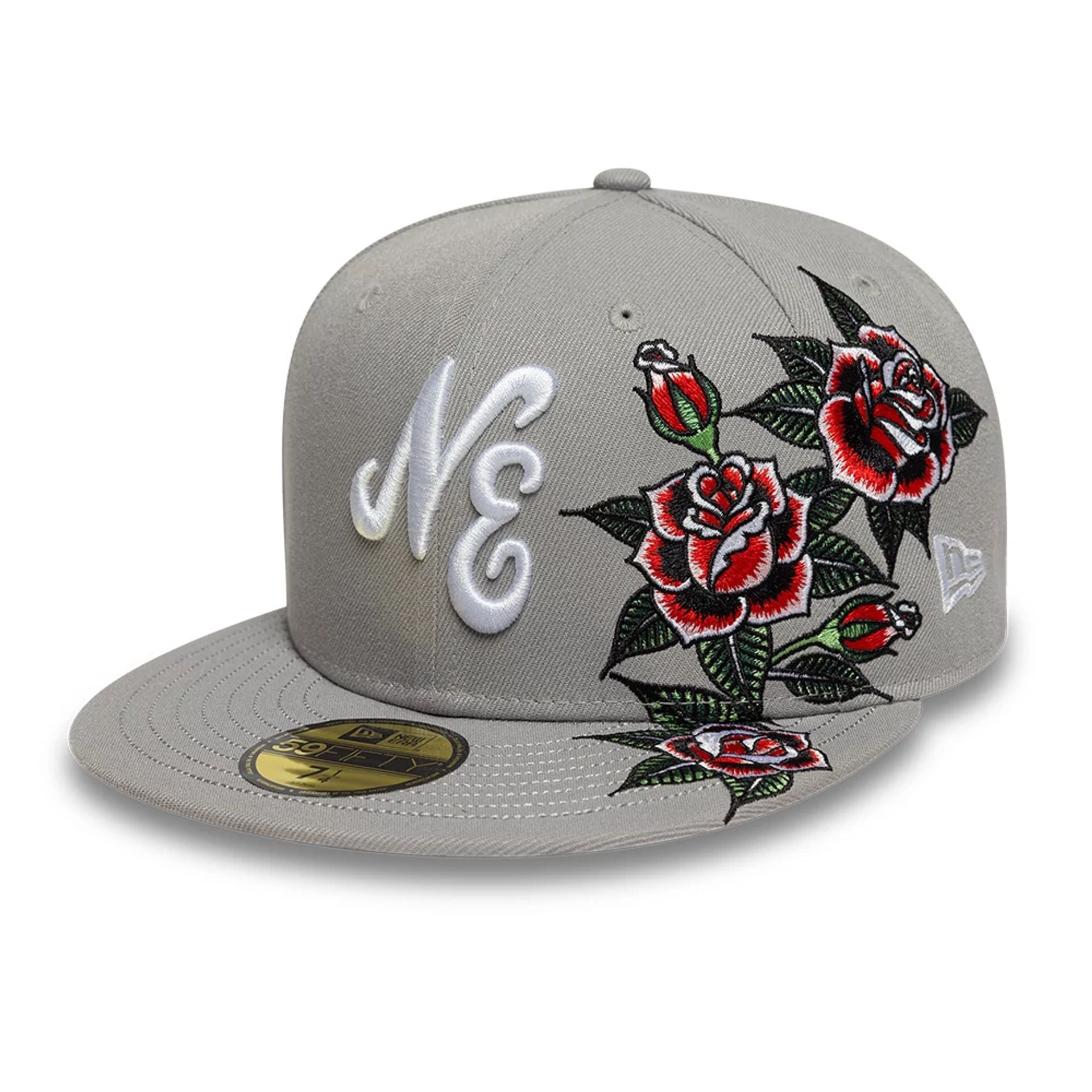 This is a New Era Floral Grey 59FIFTY Fitted Cap 1