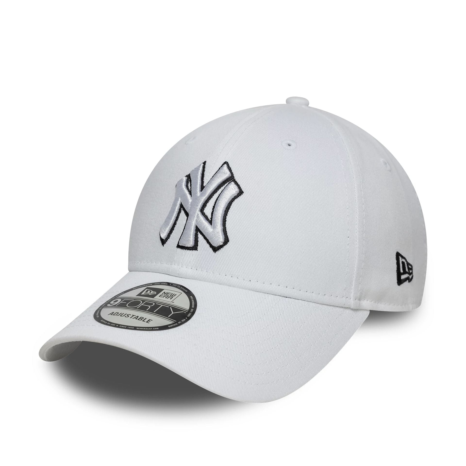 This is a New York Yankees MLB Outline White 9FORTY Adjustable Cap 1