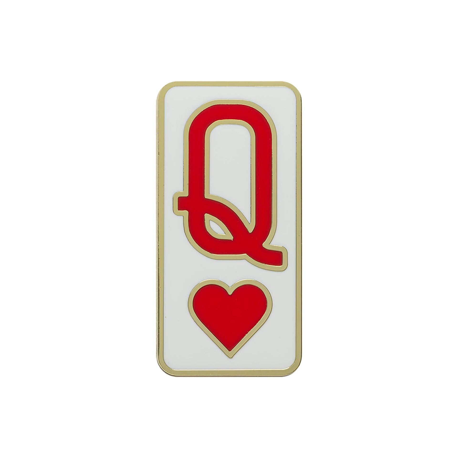 This is a New Era Valentine's Day Queen Of Hearts White Pin Badge 1