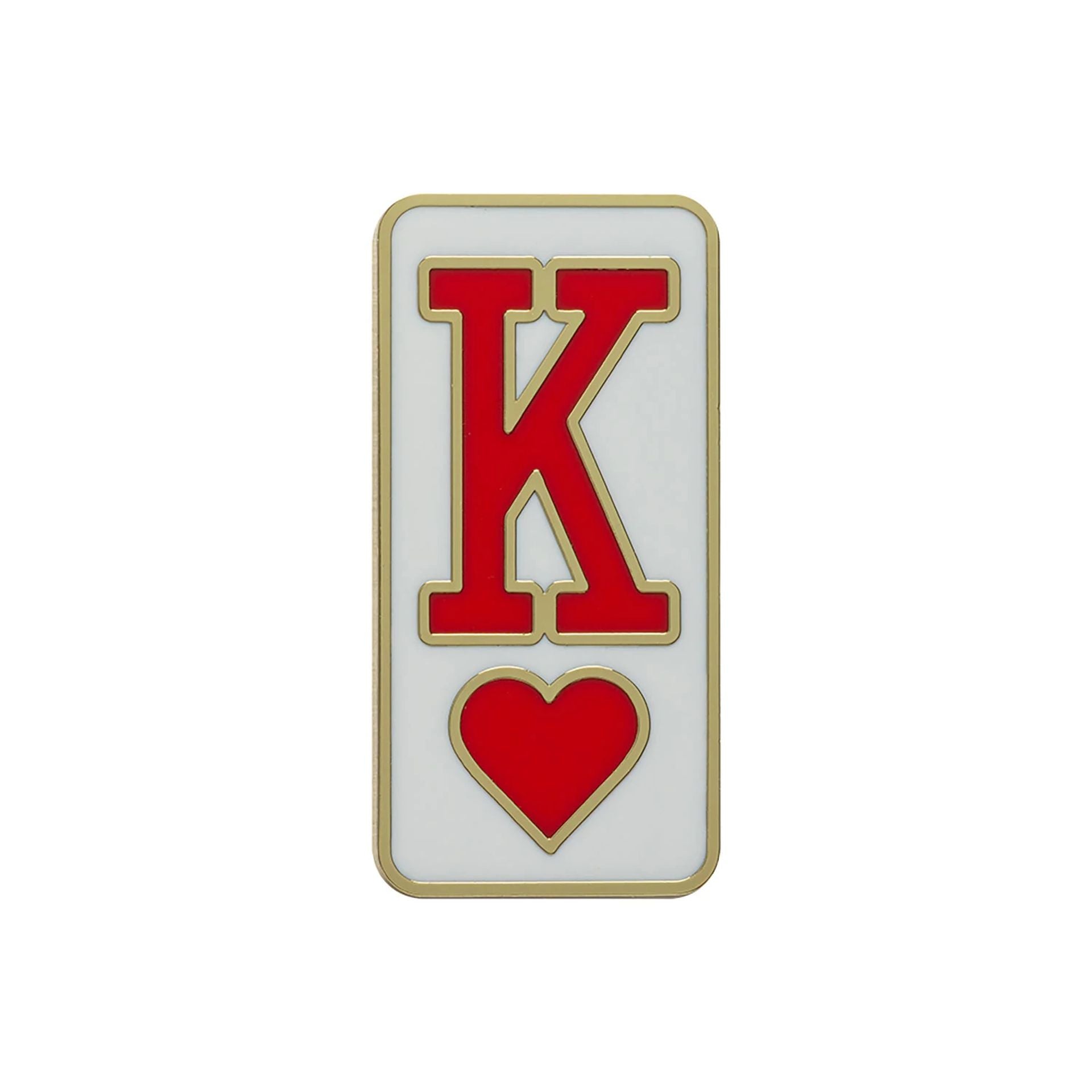 This is a New Era Valentine's Day King Of Hearts White Pin Badge 1