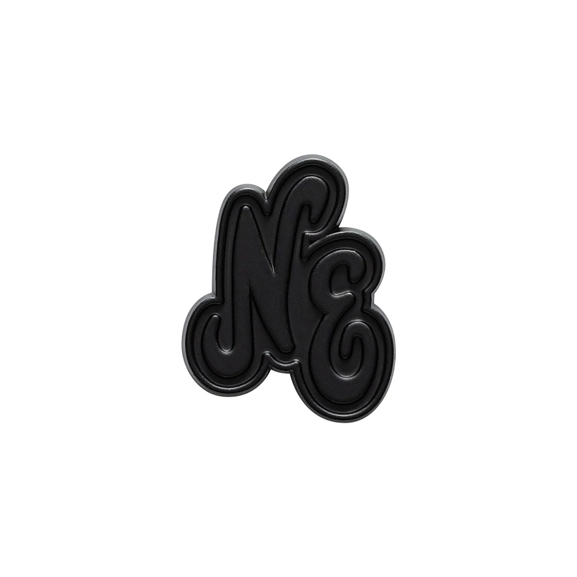 This is a New Era Script Heritage Connect Black Pin Badge 1