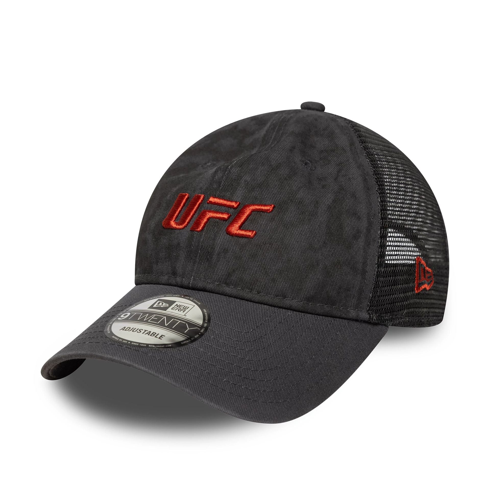 This is a UFC Ultimate Fighting Oil Wash Dark Grey 9TWENTY Adjustable Cap 1