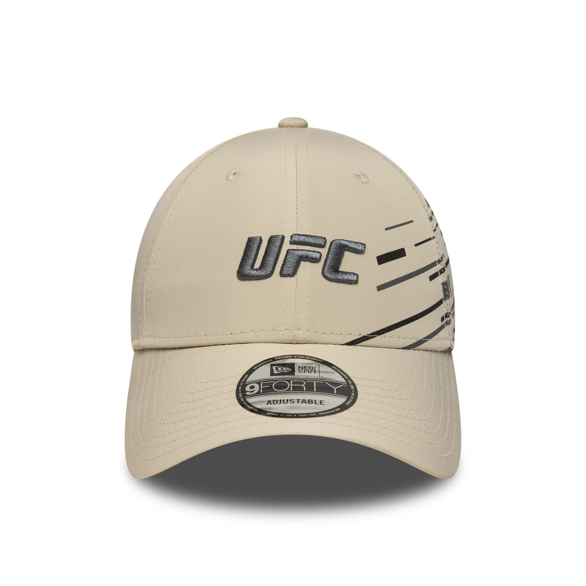 This is a UFC Ultimate Fighting Nylon Side Print Light Beige 9FORTY Adjustable Cap 2