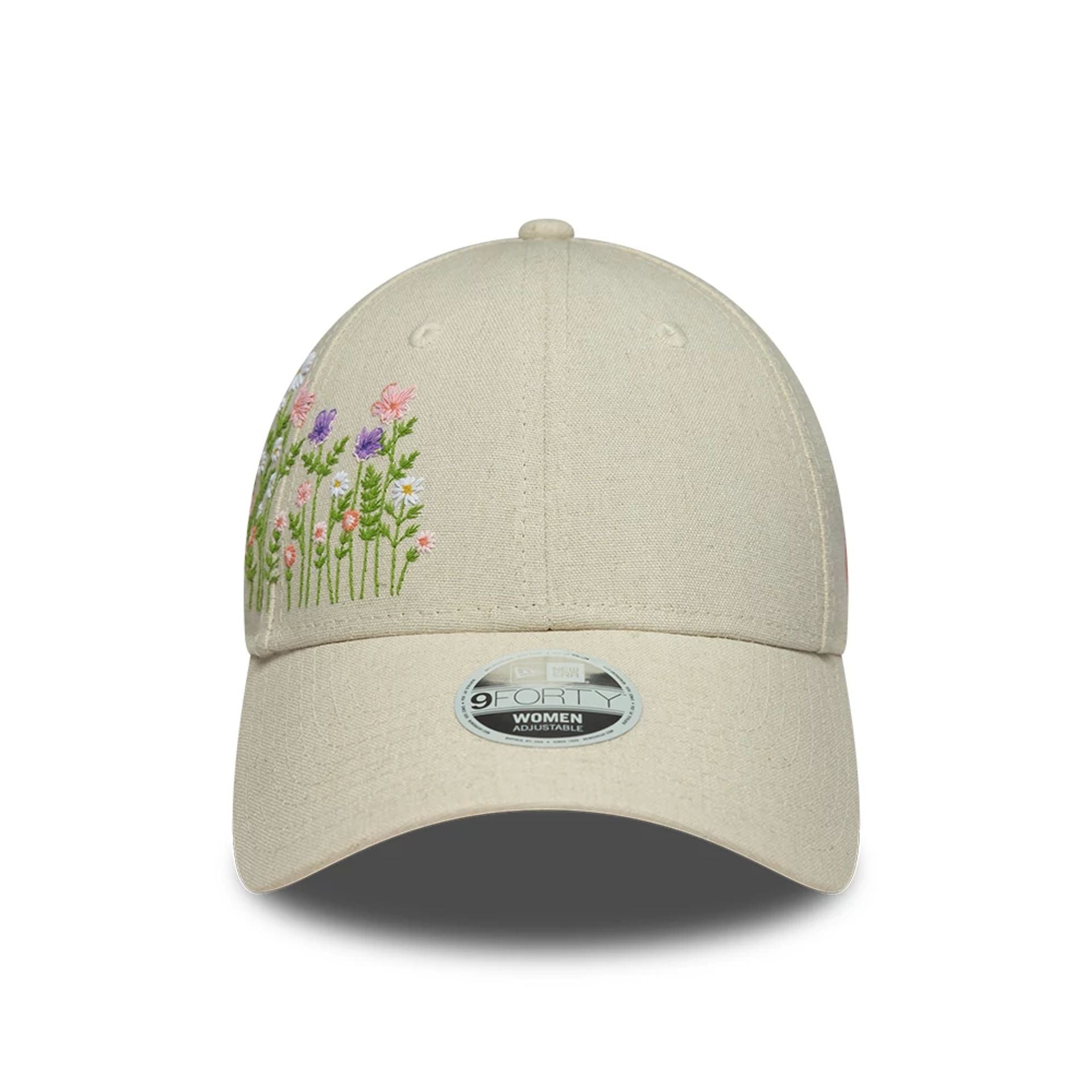 This is a Womens New Era Floral Cream 9FORTY Adjustable Cap 2