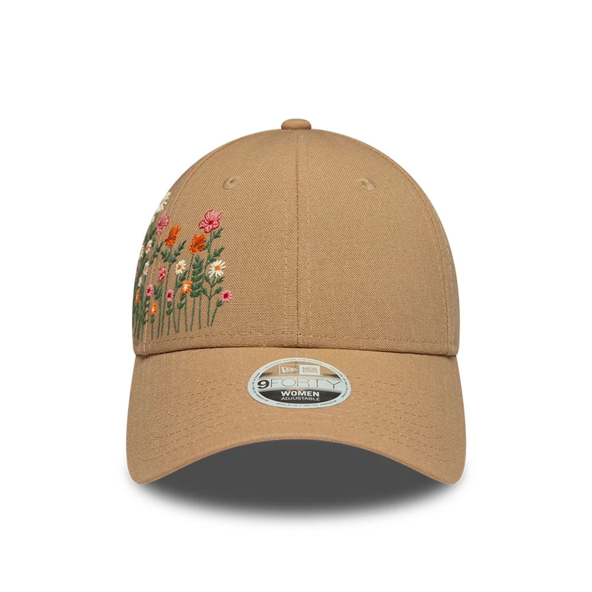 This is a Womens New Era Floral Beige 9FORTY Adjustable Cap 2