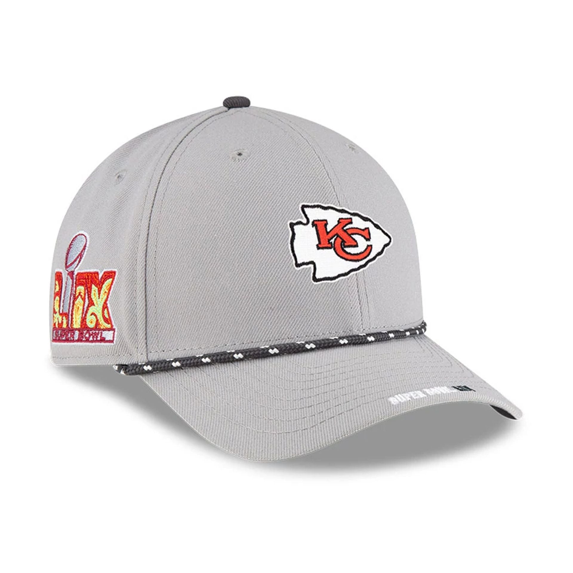 This is a Kansas City Chiefs Super Bowl 2025 On Field Grey 9FORTY M-Crown Adjustable Cap 1