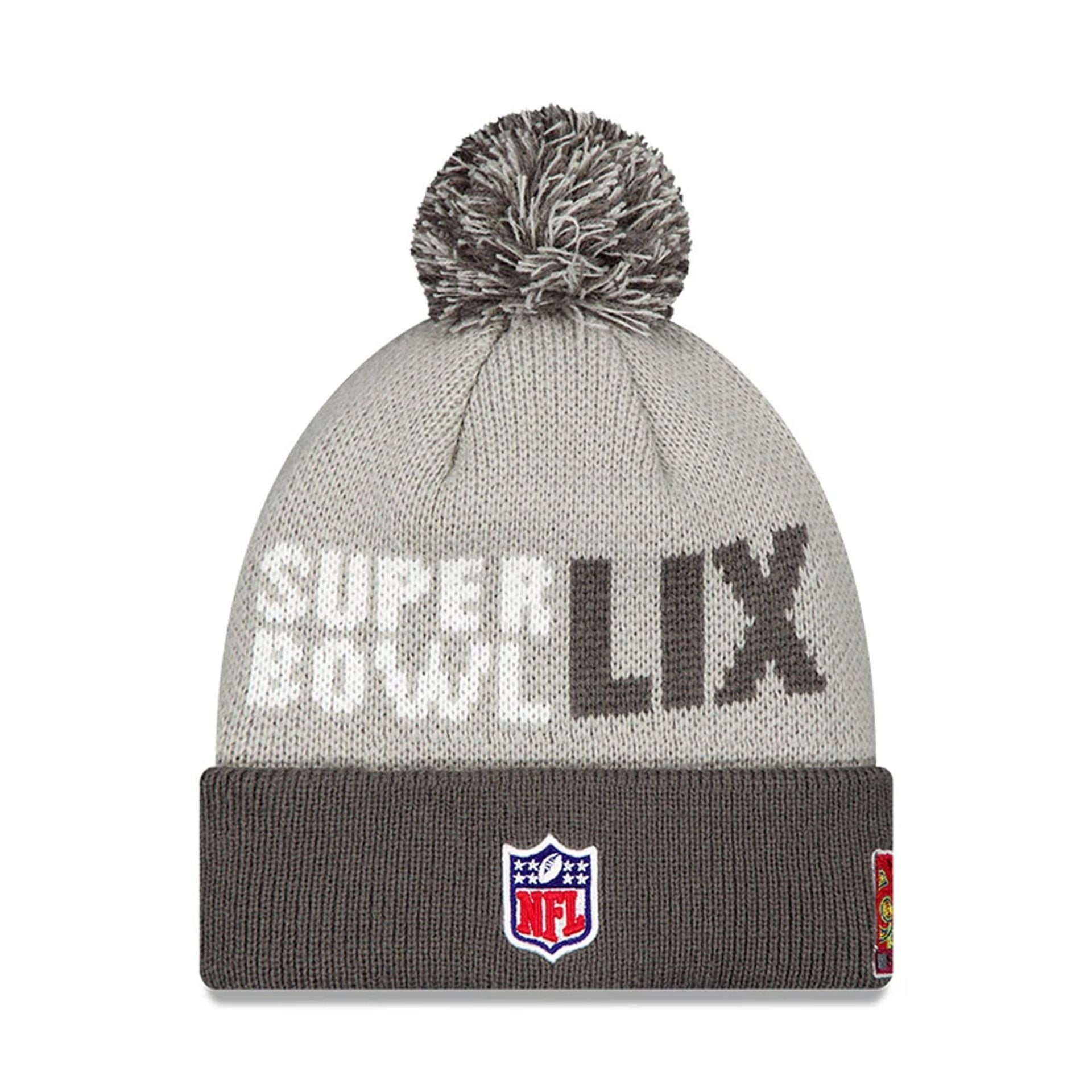 This is a Philadelphia Eagles Super Bowl 2025 On Field Grey Cuff Knit Beanie Hat 2