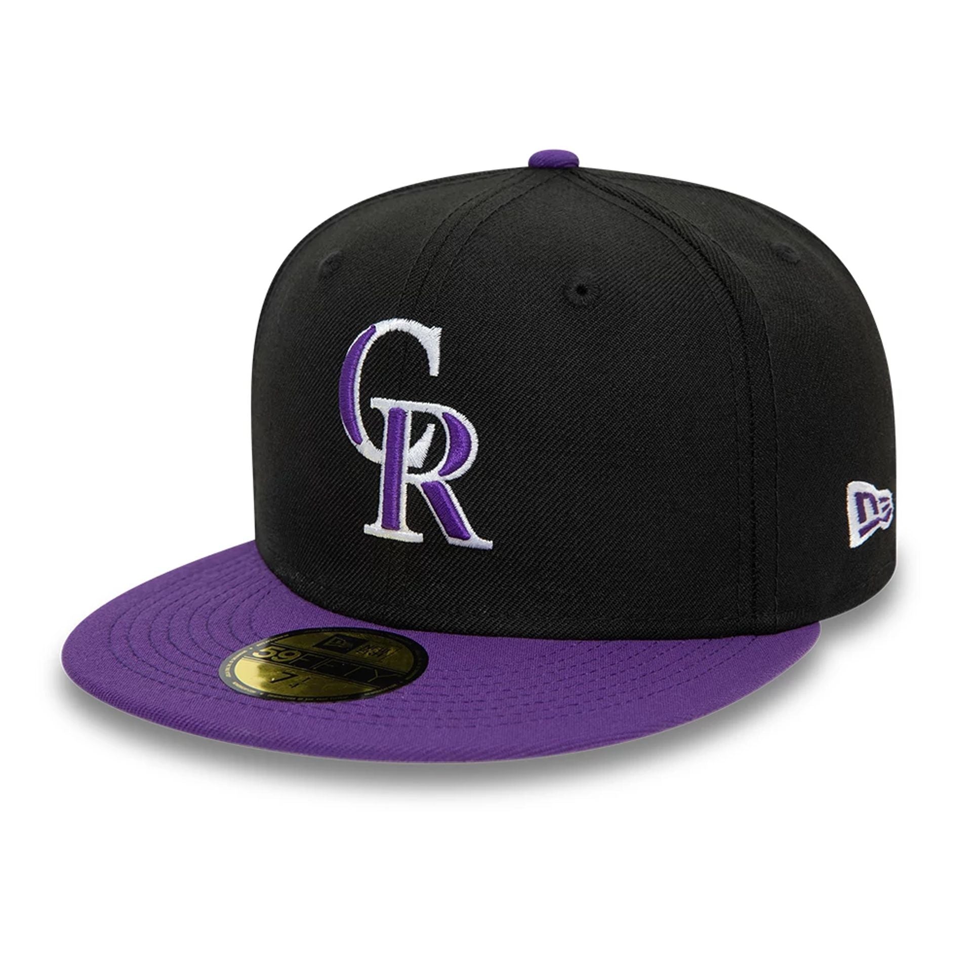 This is a Colorado Rockies MLB Purple Success Black 59FIFTY Fitted Cap 1