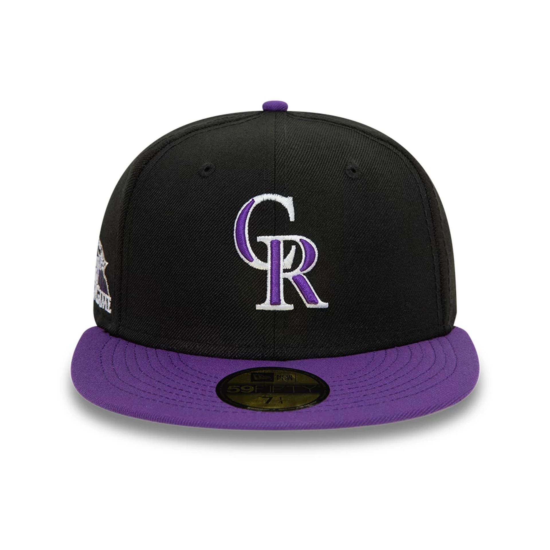 This is a Colorado Rockies MLB Purple Success Black 59FIFTY Fitted Cap 4