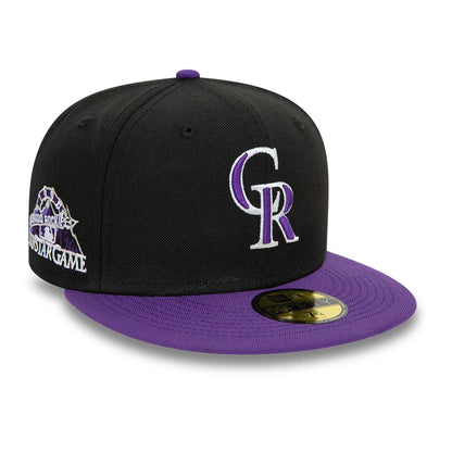 This is a Colorado Rockies MLB Purple Success Black 59FIFTY Fitted Cap 5