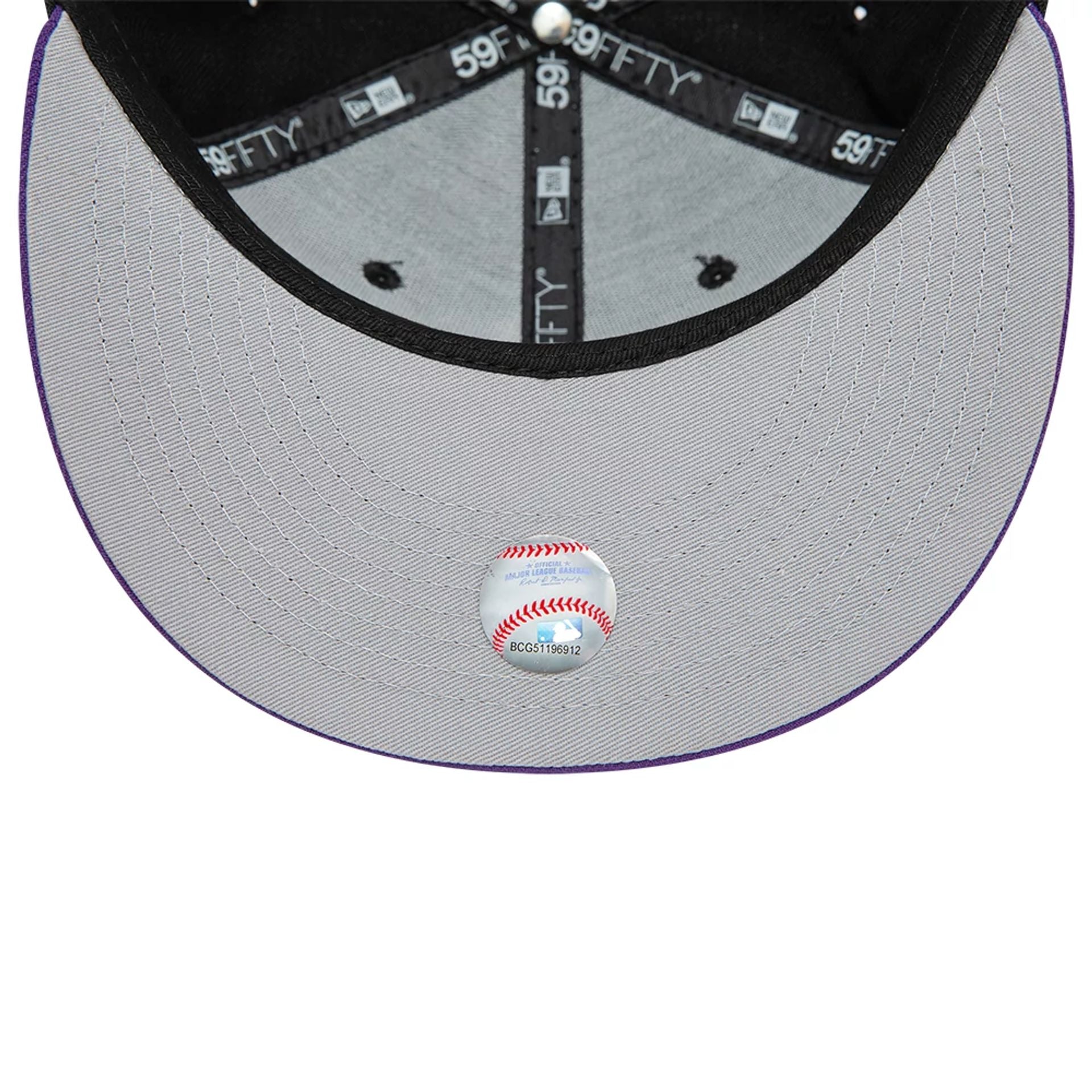 This is a Colorado Rockies MLB Purple Success Black 59FIFTY Fitted Cap 2