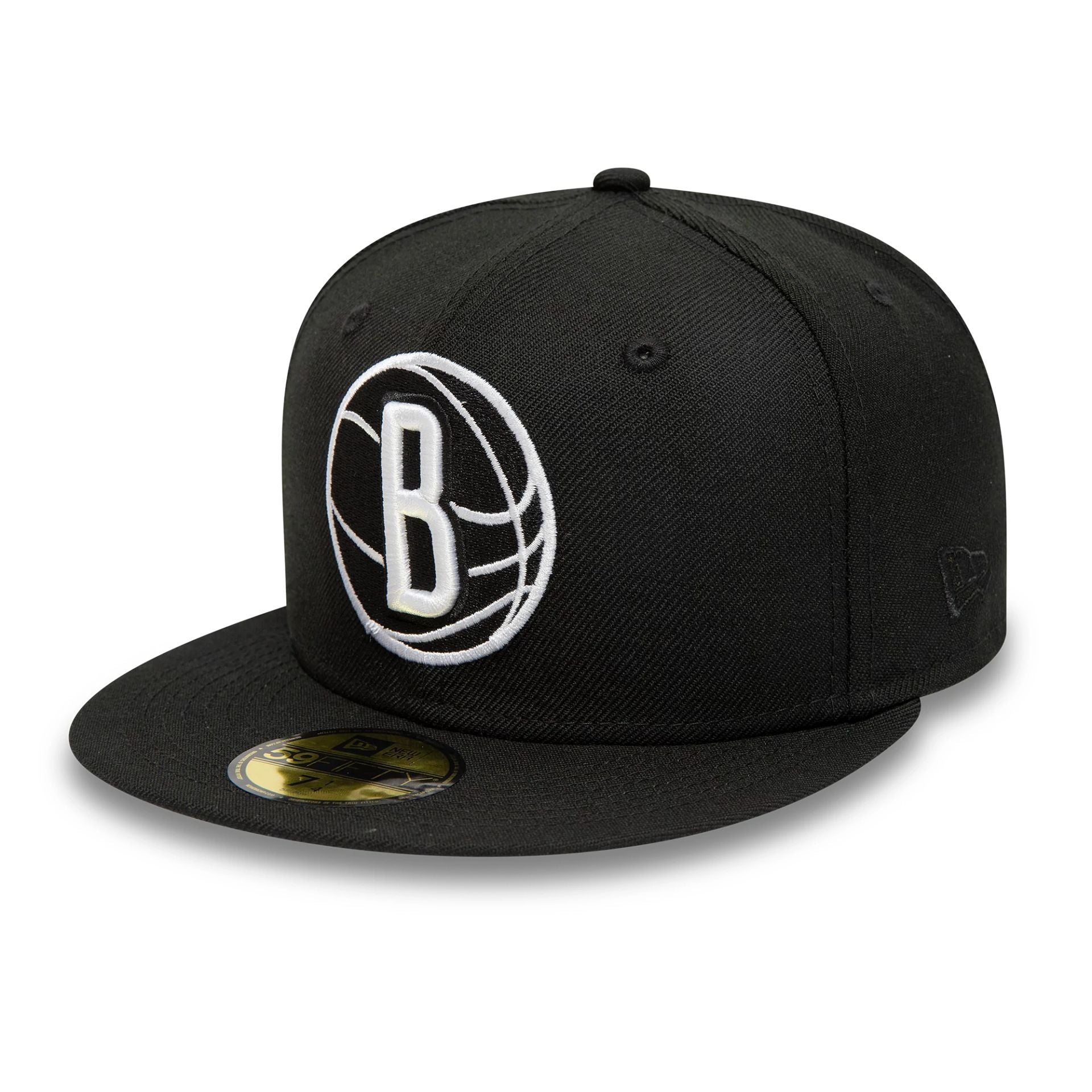 This is a Brooklyn Nets Logo NBA Borough Of Neighbourhoods Black 59FIFTY Fitted Cap 7