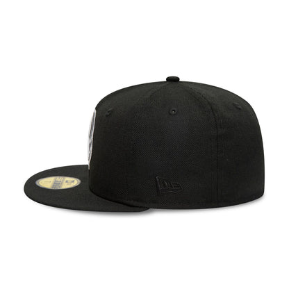 This is a Brooklyn Nets Logo NBA Borough Of Neighbourhoods Black 59FIFTY Fitted Cap 5