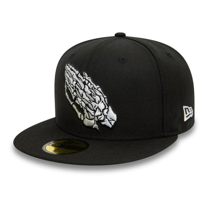 This is a Skeleton Hands Halloween Pack Black 59FIFTY Fitted Cap 1