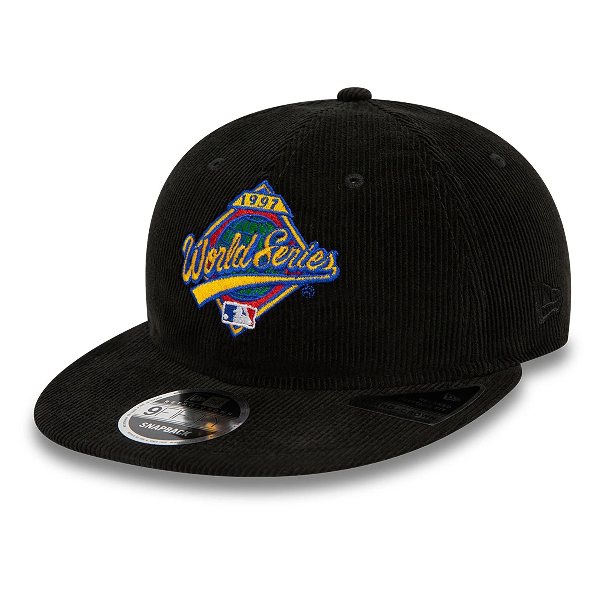 This is a MLB World Series 1997 Patch Black Retro Crown 9FIFTY Snapback Cap 1