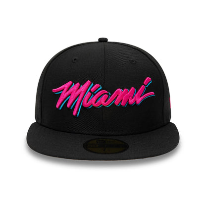 This is a Miami Heat NBA Letter Pack Black 59FIFTY Fitted Cap 3