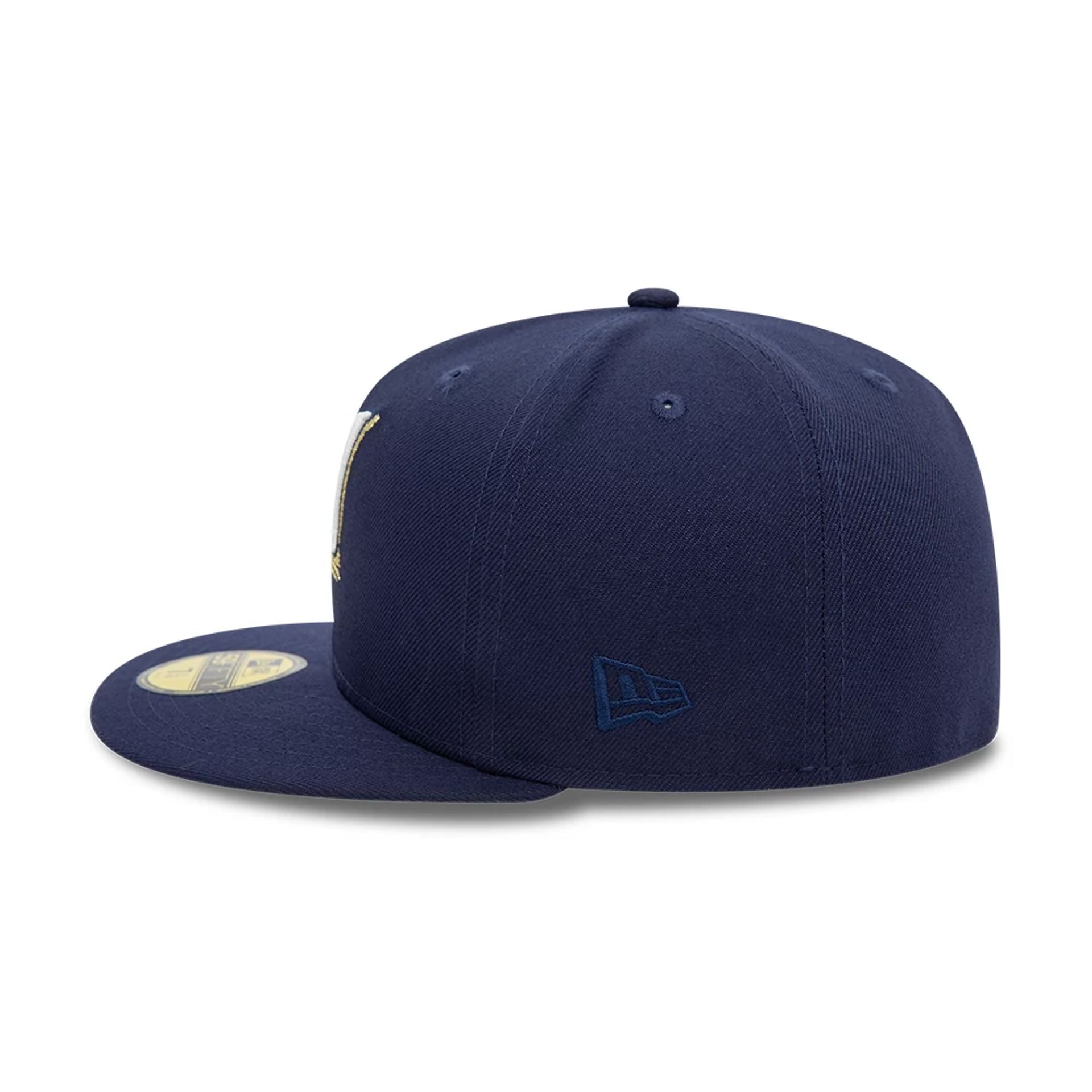 This is a Milwaukee Brewers MLB Blues Navy 59FIFTY Fitted Cap 4