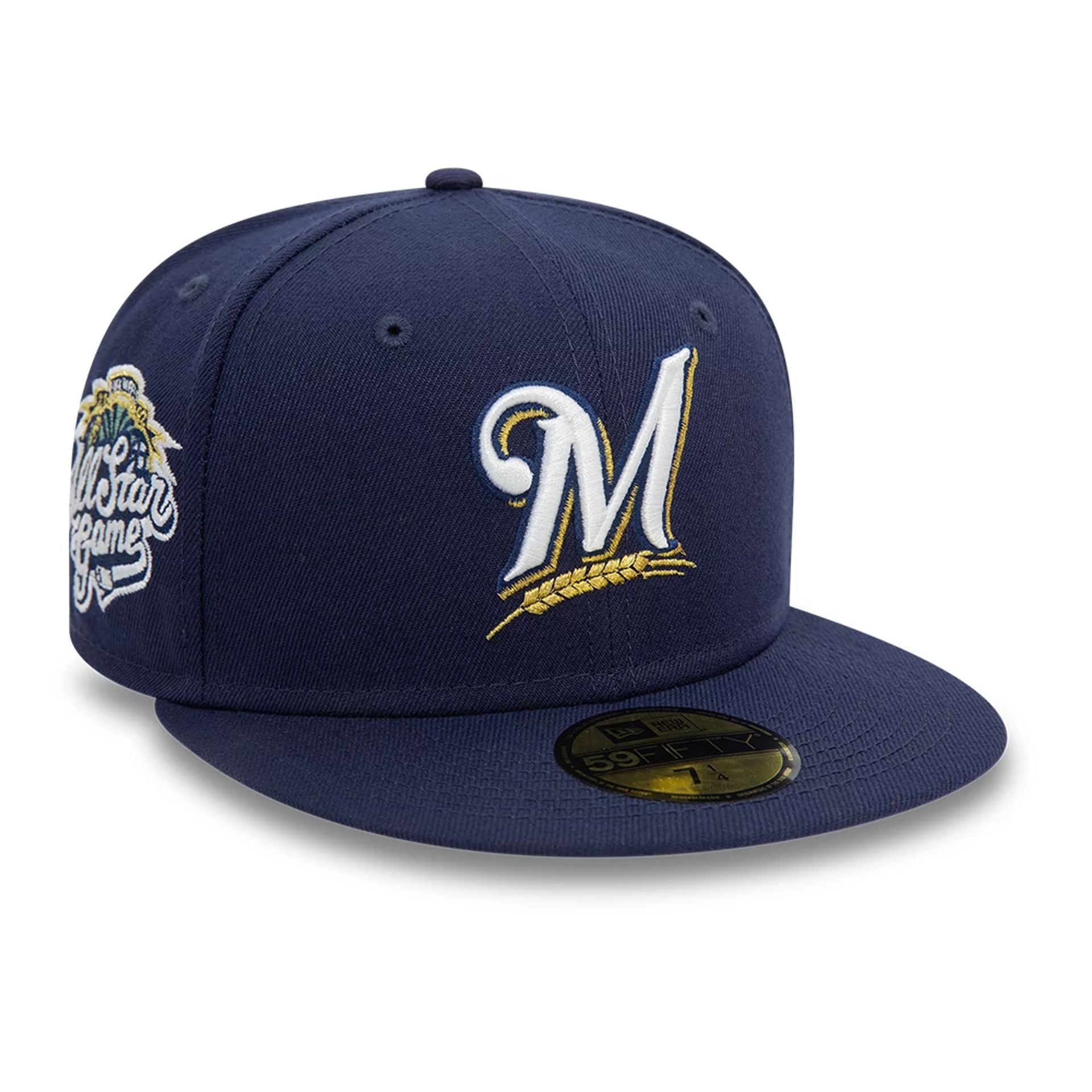 This is a Milwaukee Brewers MLB Blue Lagoon Navy 59FIFTY Fitted Cap 1