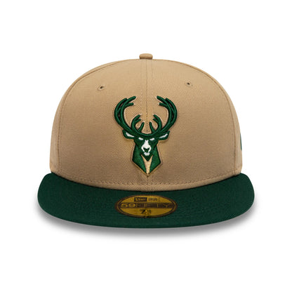 This is a Milwaukee Bucks NBA Classics Light Beige 59FIFTY Fitted Cap 3