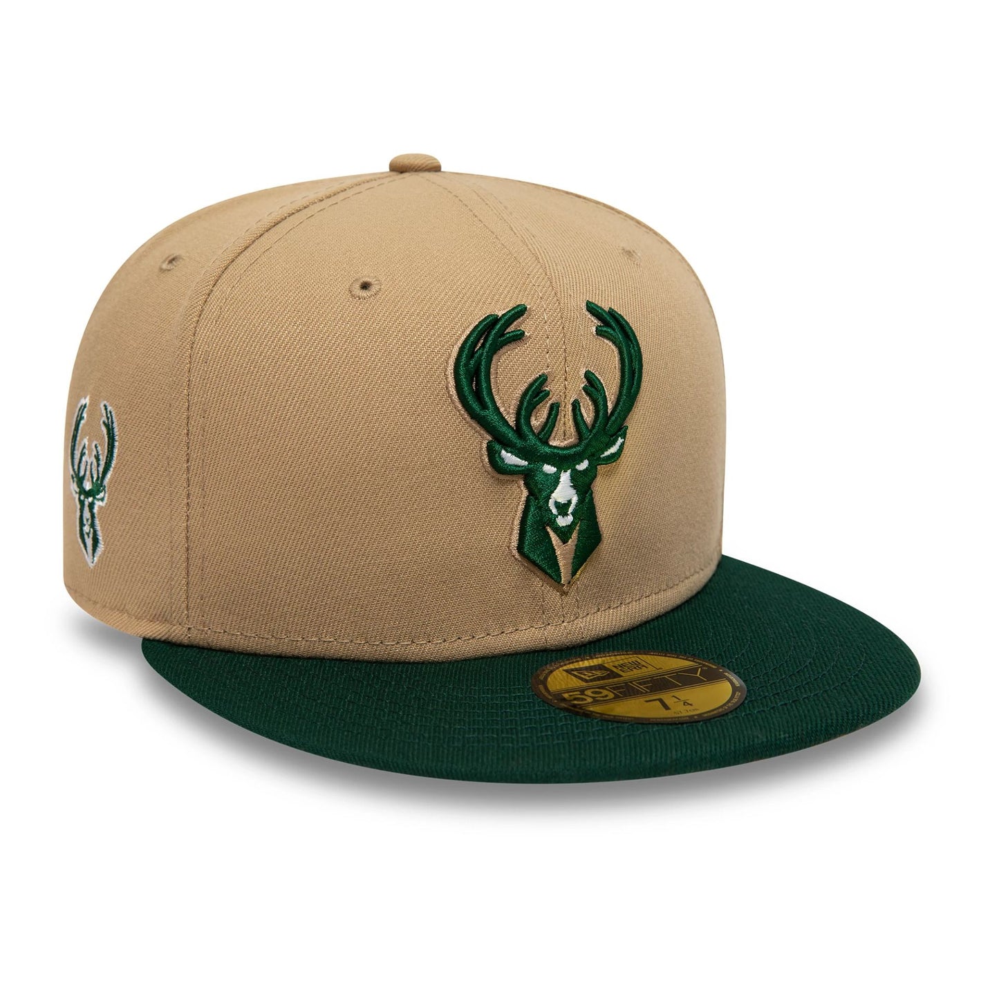 This is a Milwaukee Bucks NBA Classics Light Beige 59FIFTY Fitted Cap 1