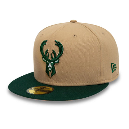 This is a Milwaukee Bucks NBA Classics Light Beige 59FIFTY Fitted Cap 7