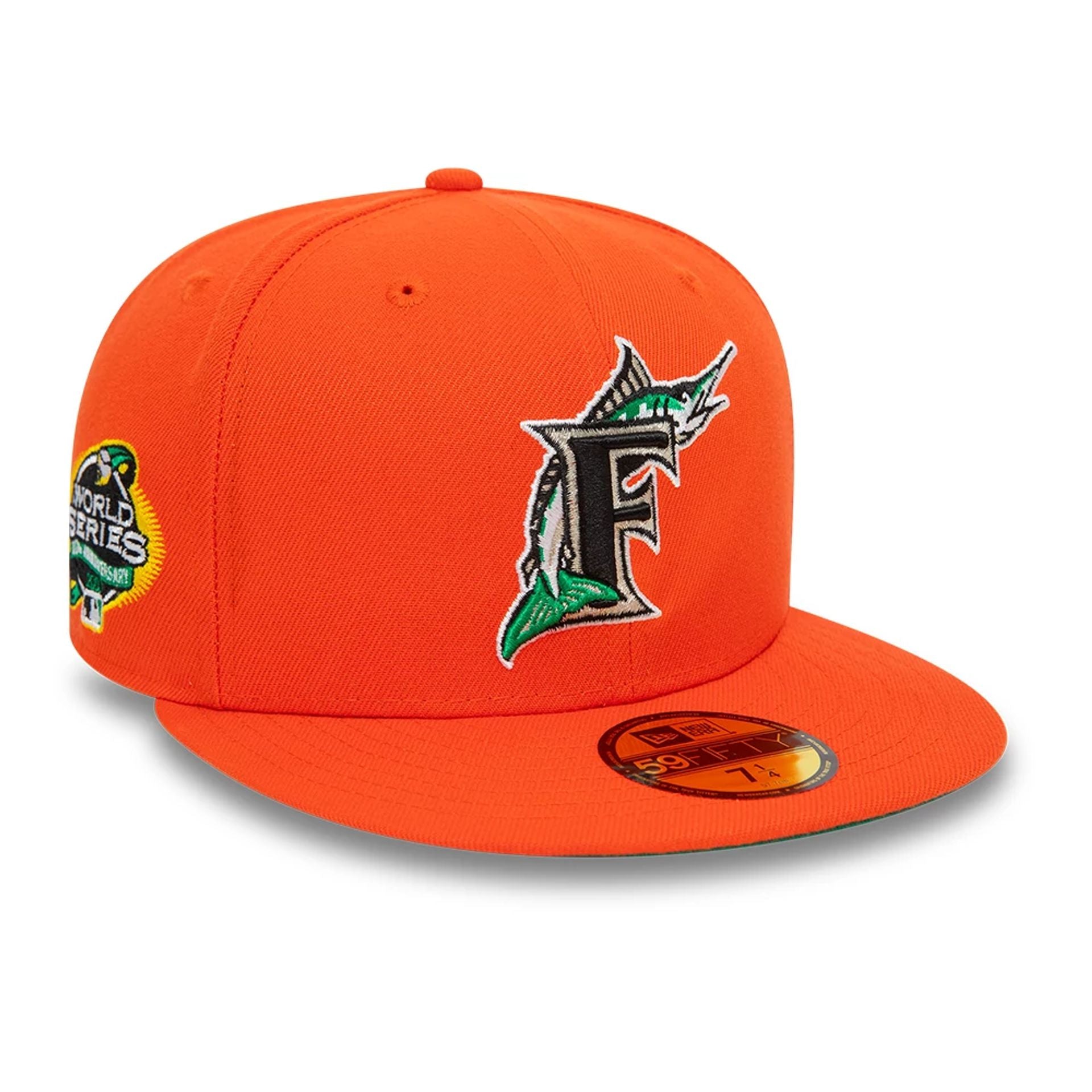 This is a Miami Marlins World Series Orange 59FIFTY Fitted Cap 1