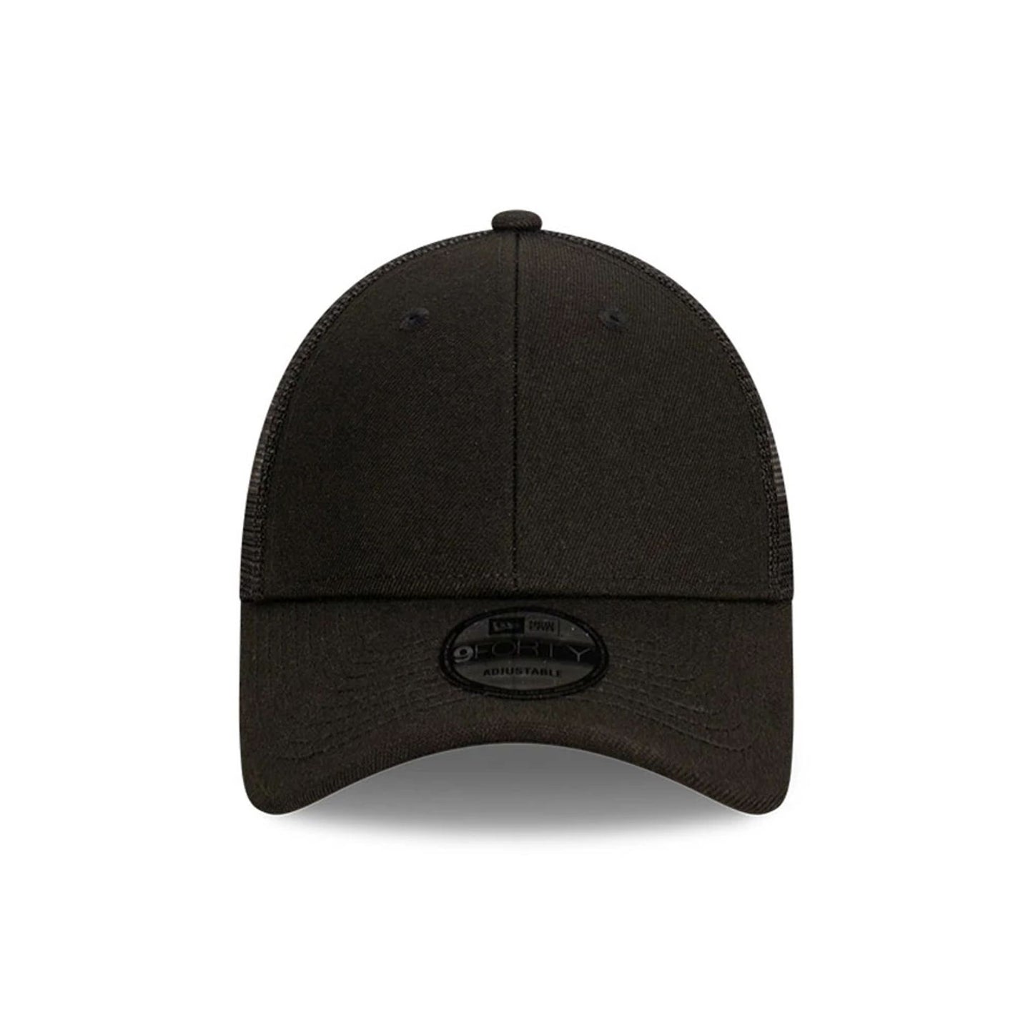 This is a New Era Blank Black 9FORTY Trucker Cap 2