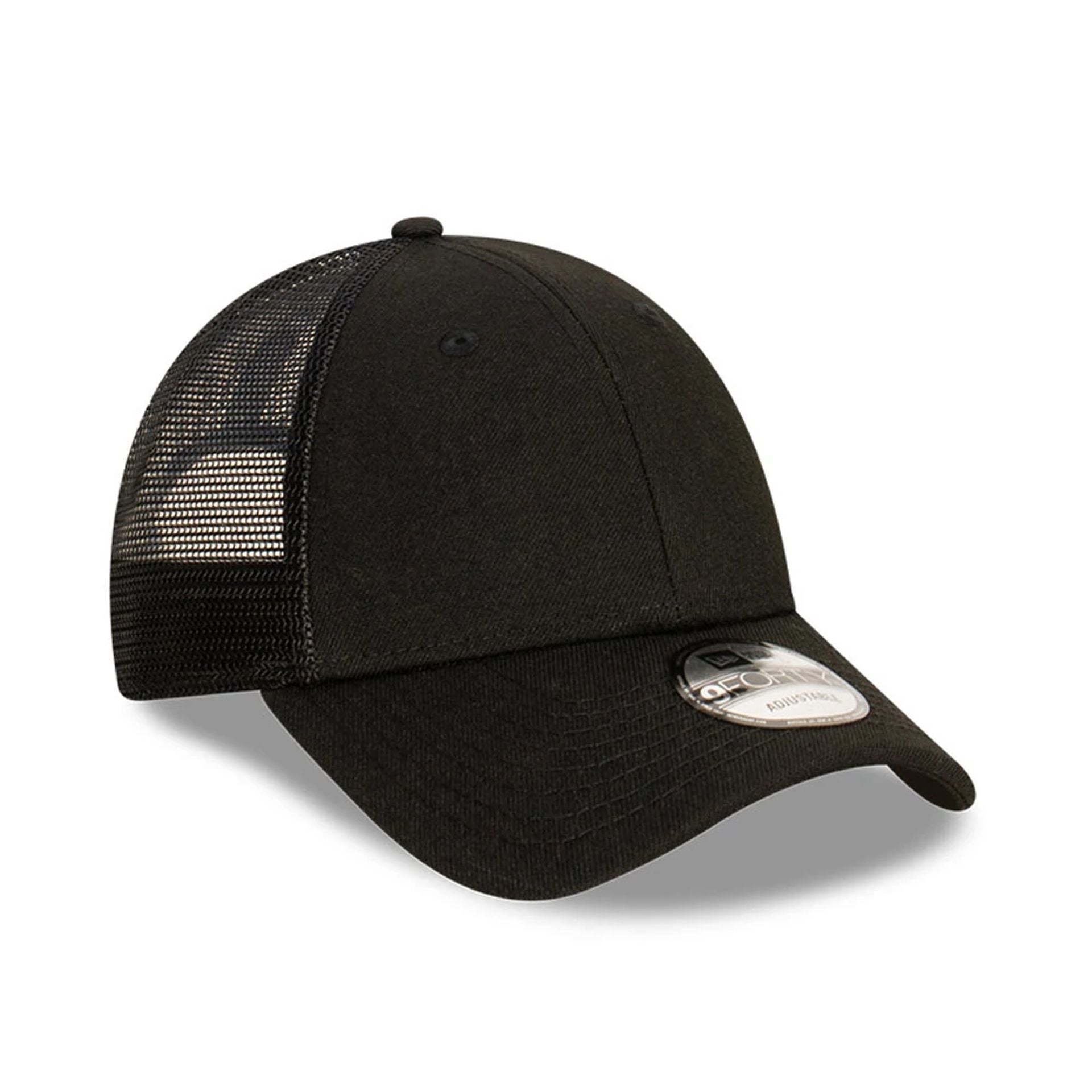 This is a New Era Blank Black 9FORTY Trucker Cap 3