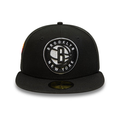 This is a Brooklyn Nets Sidepatch NBA Borough Of Neighbourhoods Black 59FIFTY Fitted Cap 4