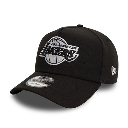 This is a LA Lakers Black White Black 9FORTY A-Frame Cap 1