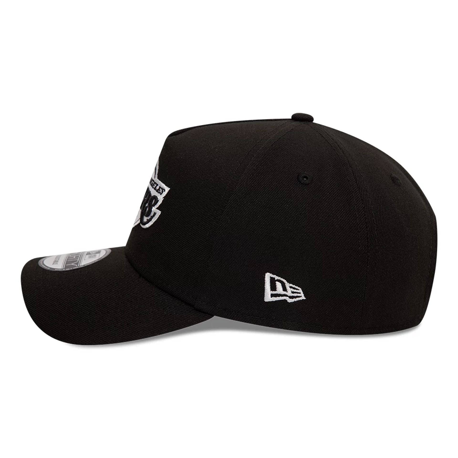 This is a LA Lakers Black White Black 9FORTY A-Frame Cap 5